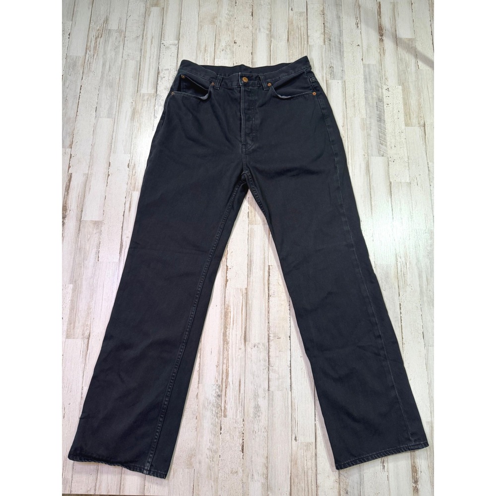 Jamie Haller 29 Crease Relaxed Straight Washed Black Button Fly Denim Jean USA